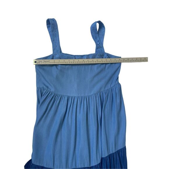 Kate Spade Broome Street Chambrey Midi Dress XL Blue Smocked Tiered Flowy - Picture 5 of 11